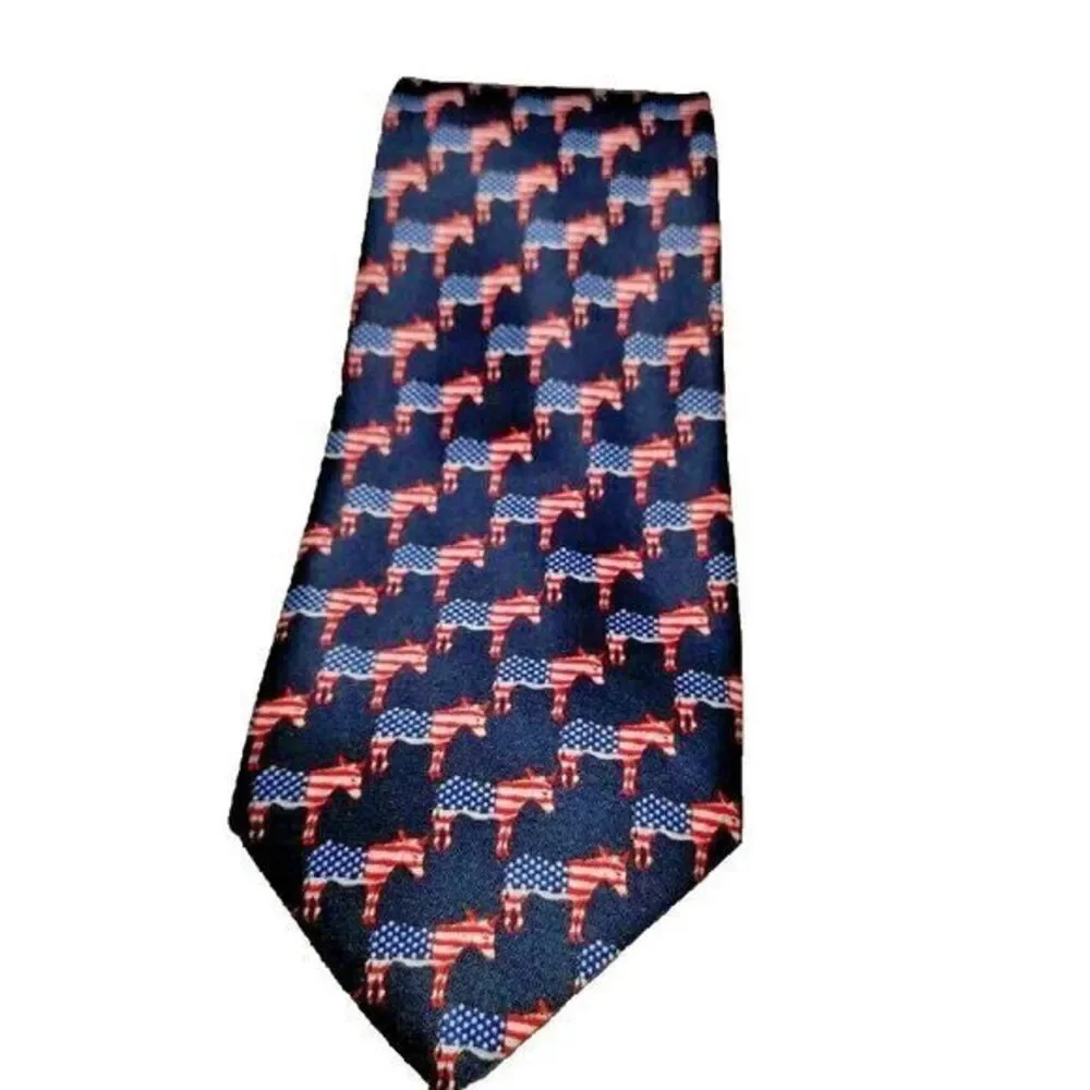 Rene Chagal Men's Red White & Blue Hand Made American Art to Wear‎ Suit Necktie